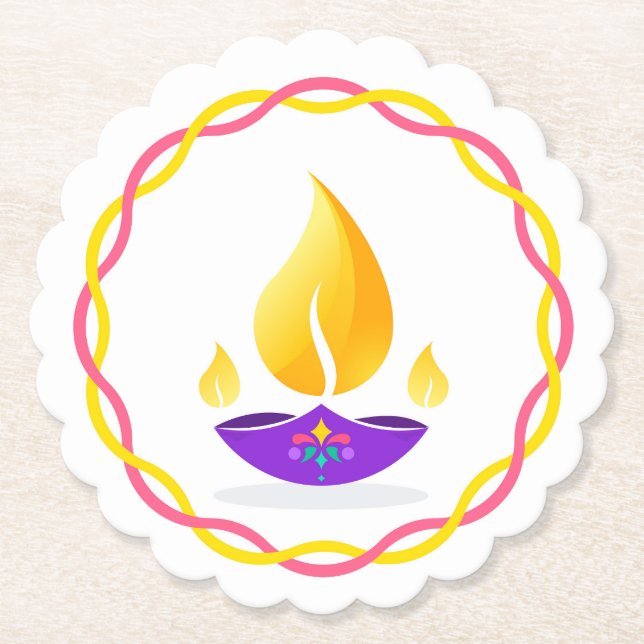 Posavasos De Papel Diwali Diya (Anverso)