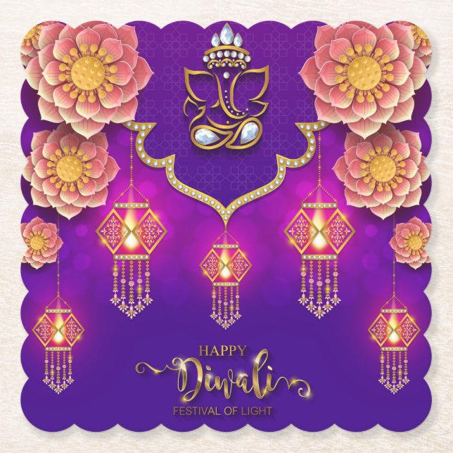 Posavasos De Papel Diwali Ganesha (Anverso)