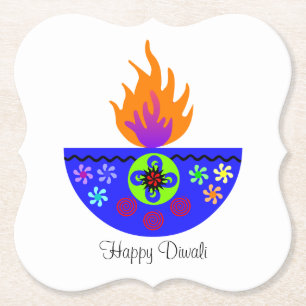 Posavasos De Papel Diya colorida lámpara Diwali