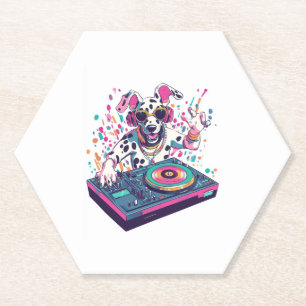 Posavasos De Papel DJ Dalmatian � EDM Rave Fiesta Dog