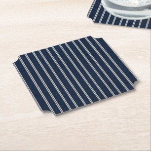 Posavasos De Papel Doble Pinstripes Azul Marino Aspecto de Tejido Mar