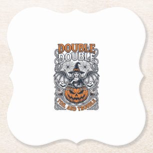 Posavasos De Papel Doble Trabajo Bruja Calabaza Halloween Telaraña Pr