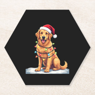 Posavasos De Papel Dog Golden Retriever Santa Navidades Xmas Lights (
