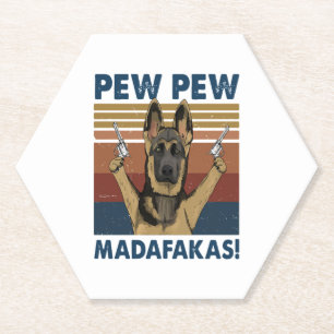 POSAVASOS DE PAPEL DOG PEW PEW MADAFAKAS VINTAGE RETRO