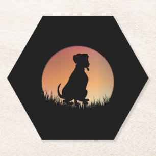 Posavasos De Papel Dog Silhouette Sunset
