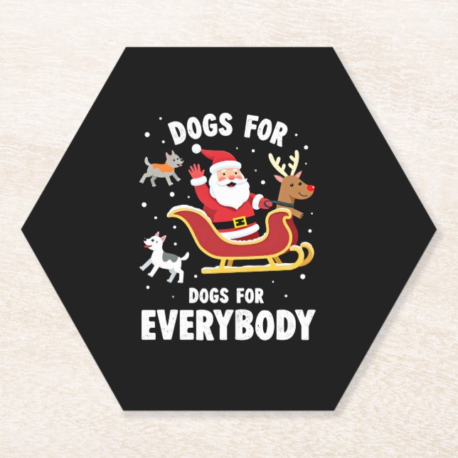 Posavasos De Papel Dogs For Everybody Santa Funny Christmas Xmas (1) (Anverso)