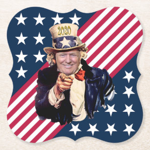 Posavasos De Papel Donald Trump como tío Sam ~ Estrellas y rayas ~ 2