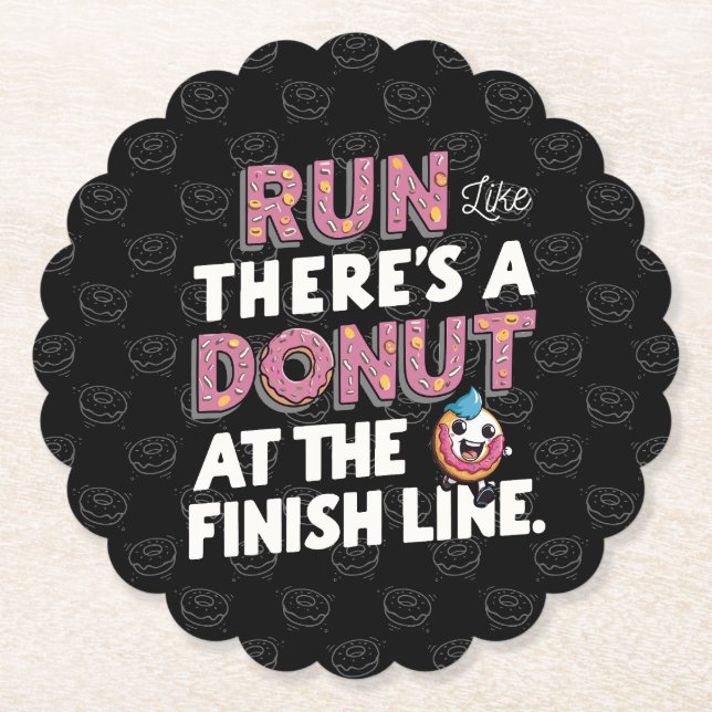 Posavasos De Papel Donut at the Finish Line Funny Fitness Motivation (Anverso)