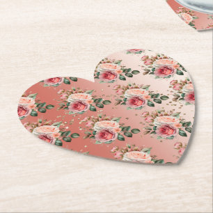 Posavasos De Papel Dorado Confetti Rosa Flor