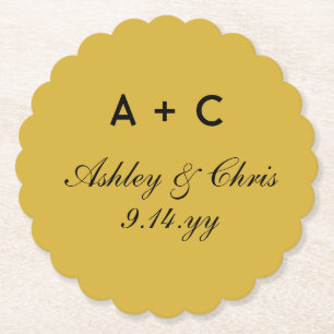 Posavasos De Papel Dorado Moderno y personalizado Favor de la Recepci