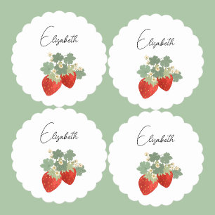 Posavasos De Papel Dos Fresas Rojas con Hojas y Flores Fruta