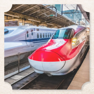 Posavasos De Papel Dos Shinkansen en la estación de Tokio