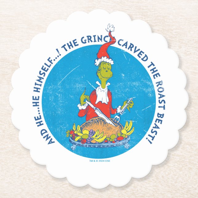 Posavasos De Papel Dr. Seuss | Grinch | Navidades Bebida asada (Anverso)