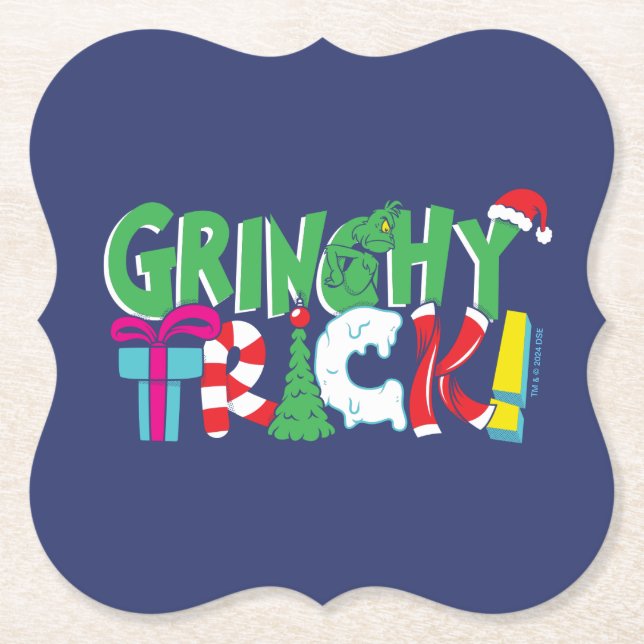 Posavasos De Papel Dr. Seuss | Grinchy Truco (Anverso)