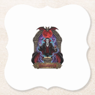 Posavasos De Papel Drácula de Halloween Luna Roja Murciélagos Calaver