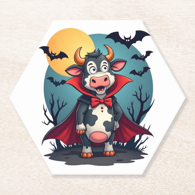 Posavasos De Papel Drácula de vaca sube (Anverso)