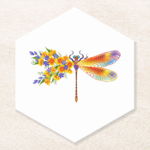 Posavasos De Papel Dragón de flores amarillas