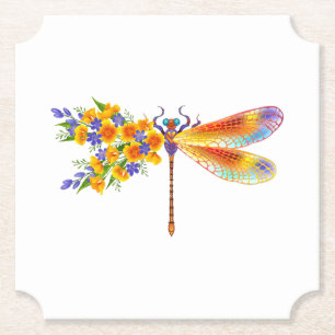 Posavasos De Papel Dragón de flores amarillas
