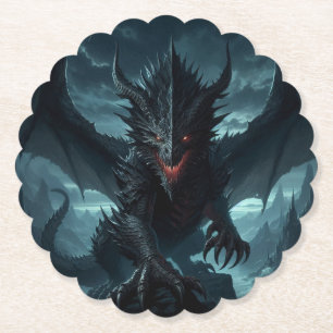 Posavasos De Papel Dragón medieval oscuro