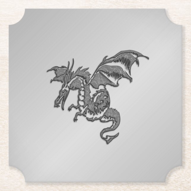 Posavasos De Papel Dragón plateado (Anverso)