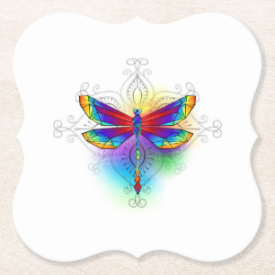 Posavasos De Papel Dragón poligonal arcoiris