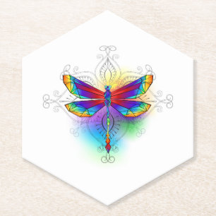 Posavasos De Papel Dragón poligonal arcoiris