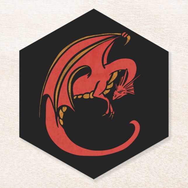 Posavasos De Papel Dragón Rojo (Anverso)