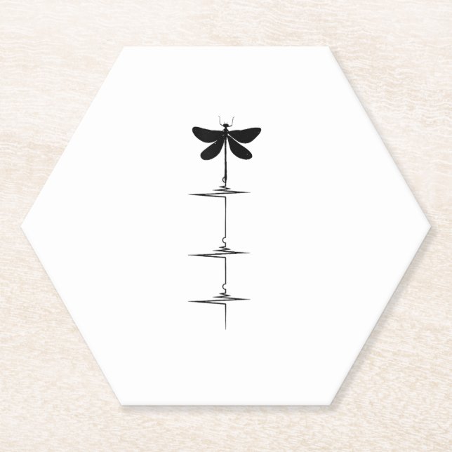 Posavasos De Papel Dragonfly Heartbeat EKG Pulse Nature Insect Dragon (Anverso)
