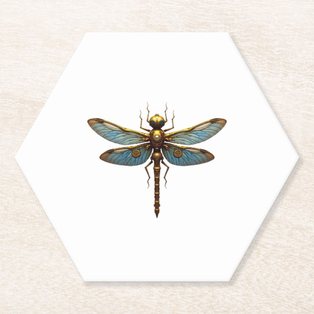 Posavasos De Papel Dragonfly Steam Punk Insect Art Engineer Steampunk (Anverso)