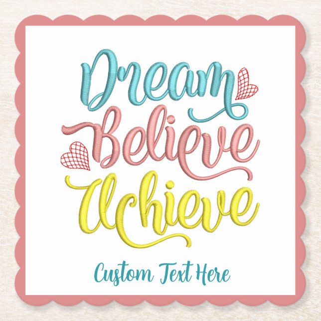 Posavasos De Papel Dream Believe Lograr motivación Inspiradora (Anverso)
