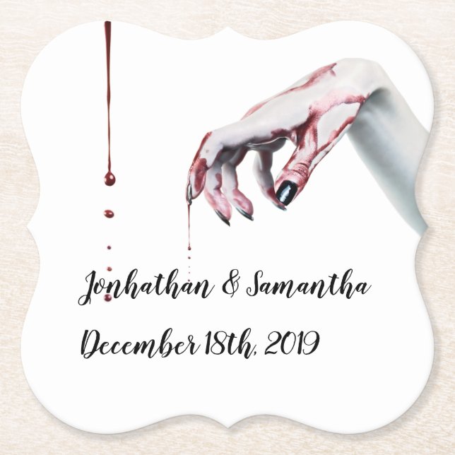 Posavasos De Papel Drink Coasters Geométrico Xzombie goteo de sangre  (Anverso)