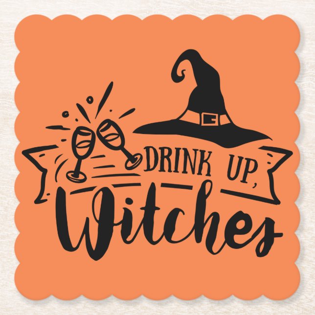 Posavasos De Papel Drink Up Witches Simple Halloween  (Anverso)