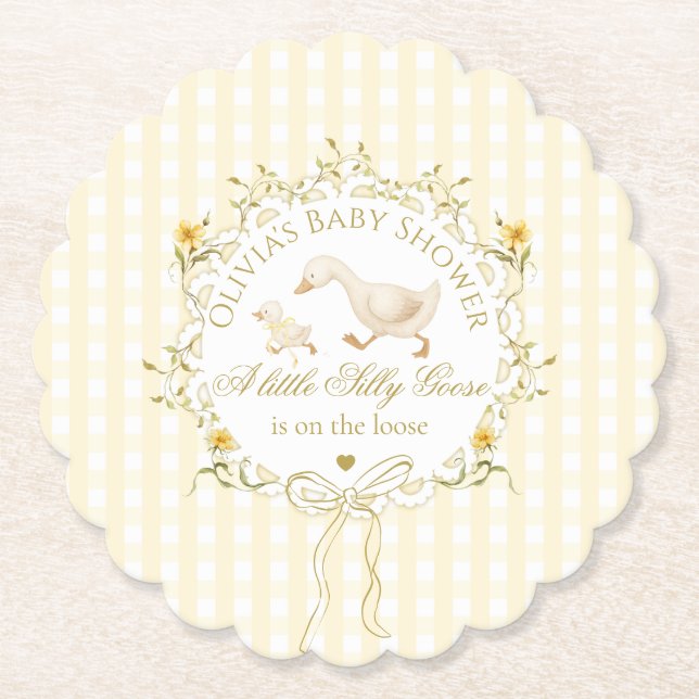 Posavasos De Papel Ducha de bebé amarillo de Silly Goose sin género (Anverso)