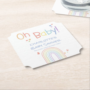 Posavasos De Papel Ducha de bebé arcoíris colorido lindo con corazone