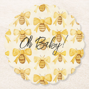 Posavasos De Papel Ducha de Bebé Arcos Abejas Miel Amarillo Dorado