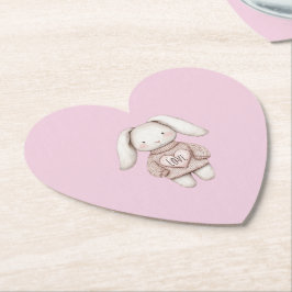 Posavasos De Papel Ducha de Bebé Conejo Lindo Rosa Suéter Corazón