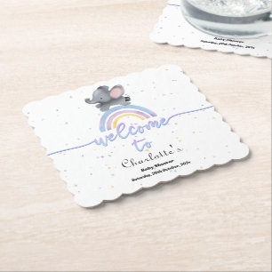 Posavasos De Papel Ducha de bebé de elefante lindo con arcoíris color