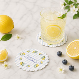 Posavasos De Papel Ducha de bebé de limón con franja azul