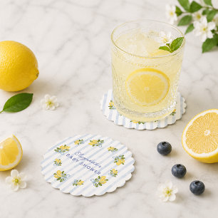 Posavasos De Papel Ducha de bebé de limón con franja azul