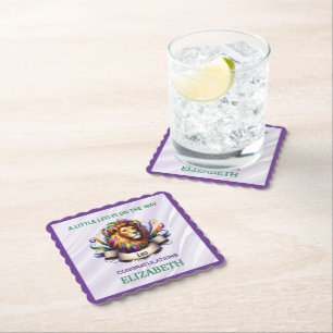 Posavasos De Papel Ducha de bebé del zodiaco Leo Lavanda y Verde
