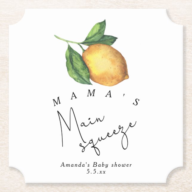 Posavasos De Papel Ducha de bebé Limón la principal conquista de Mamá (Anverso)