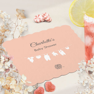 Posavasos De Papel Ducha de Bebé Niña Minimalista Rosa Sonrojado