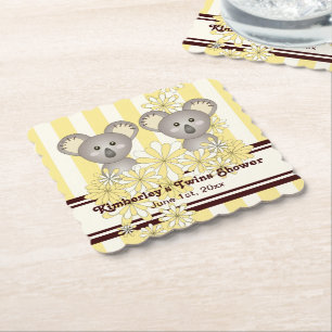 Posavasos De Papel Ducha de gemelos Koala Amarillo / Cumpleaños de ni