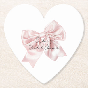 Posavasos De Papel Ducha de Novia con Lazo Rosa Precioso