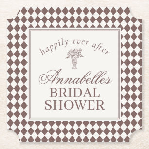 Posavasos De Papel Ducha de Novia Cuadrada de Arlequín Marrón Mocha