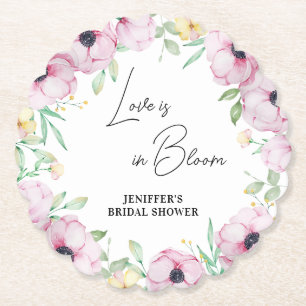 Posavasos De Papel Ducha de Novia de Anémonas Florales Rosadas