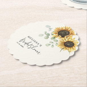 Posavasos De Papel Ducha de Novia de Girasoles Florales de Eucalipto