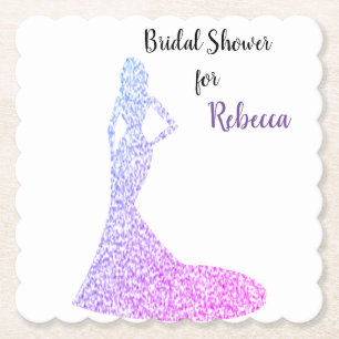 Posavasos De Papel Ducha de novia Esparkle y Papel Brillante