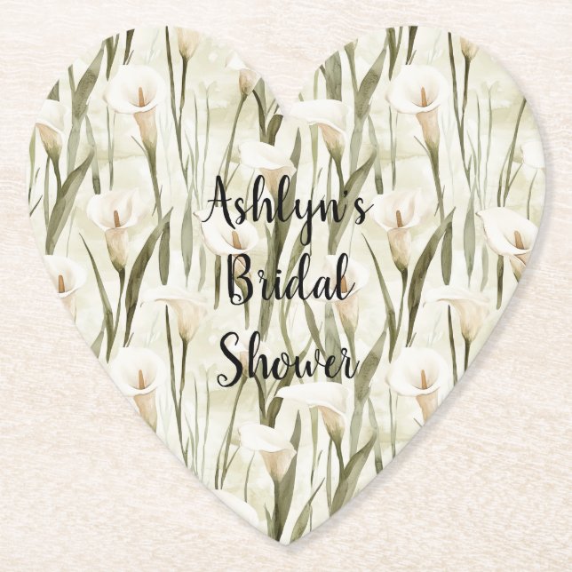 Posavasos De Papel Ducha de novia floral de Calla blanca Lily (Anverso)