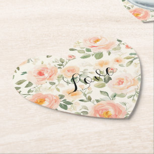 Posavasos De Papel Ducha de Novia Floral de Crema Bonita Melocotón
